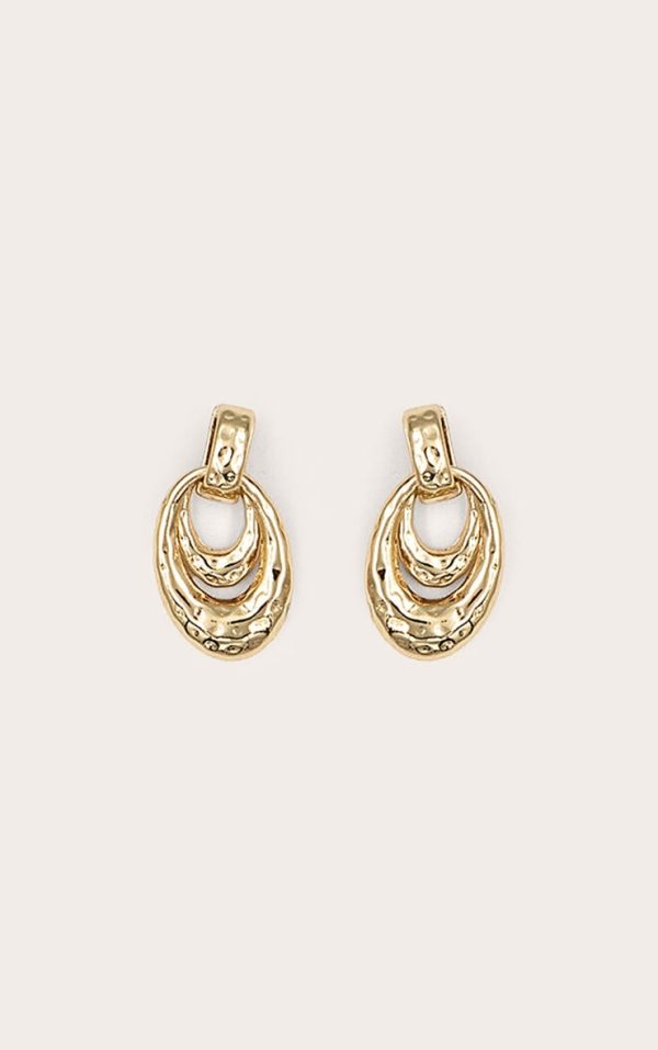 Gold Crinkle Double Hoop Stud Earring