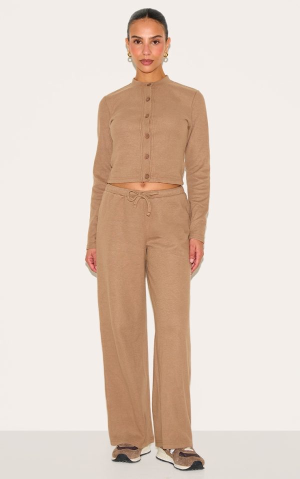 Petite Taupe Super Soft Drawstring Wide Leg Pants