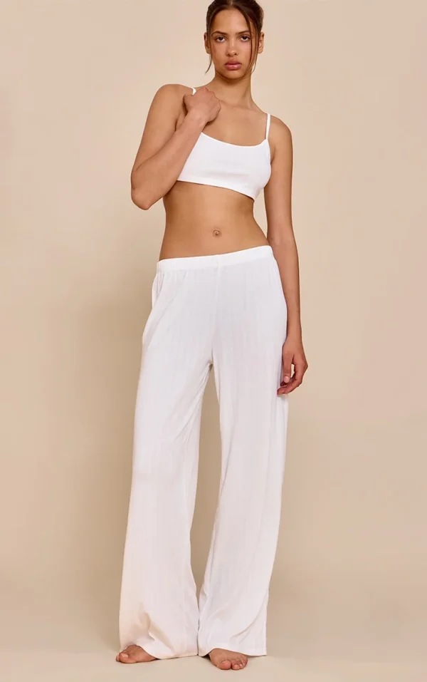 White Pointelle Pj Pants