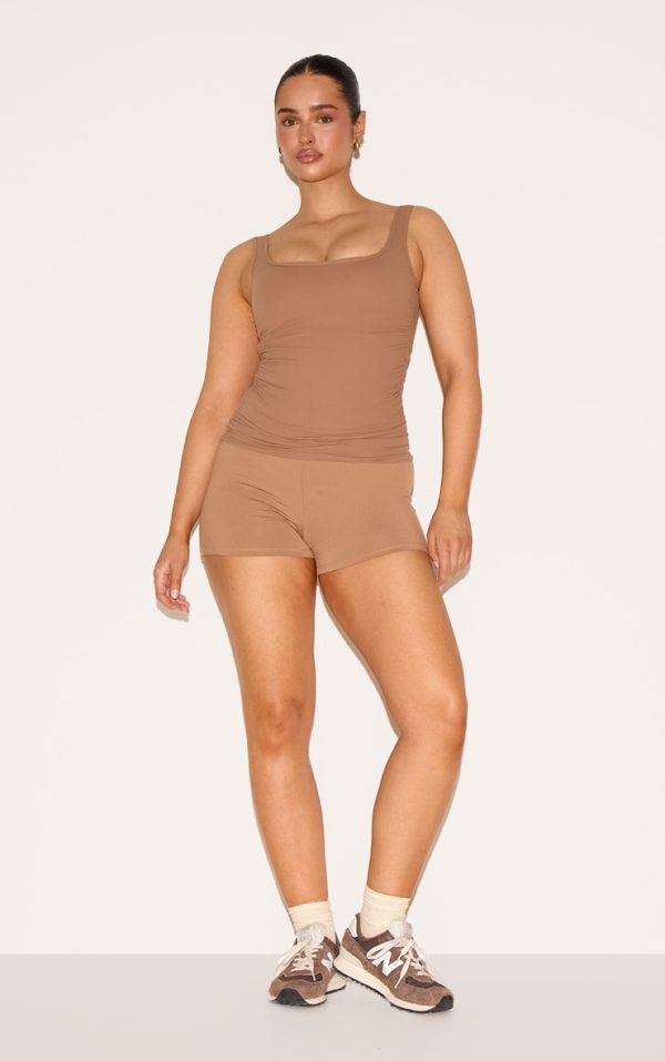 Shape Taupe Active Ruched Side High Waisted Biker Shorts