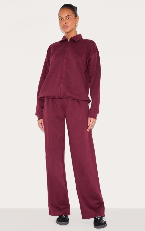Burgundy Wide Leg Sweat Sweatpants
