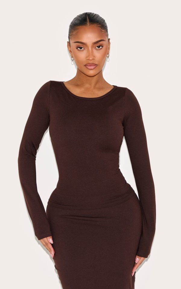Shape Chocolate Sculpt Boat Neck Long Sleeve T-shirt
