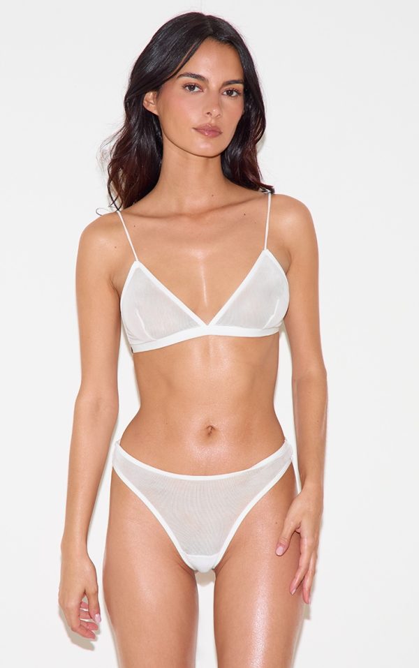 White Mesh Pack of 2 Basic Triangle Bra