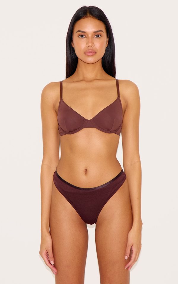 Brown Non Cupped Underwired Bra
