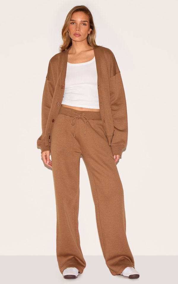 Taupe Wide Leg Drawstring Sweatpants