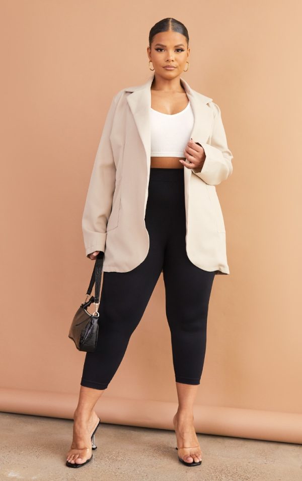 Plus Stone Basic Single Breasted Oversized Blazer