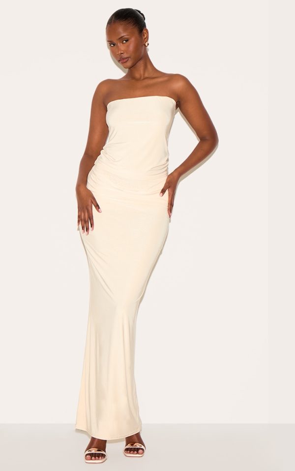 Butter Yellow Double Layer Slinky Maxi Skirt