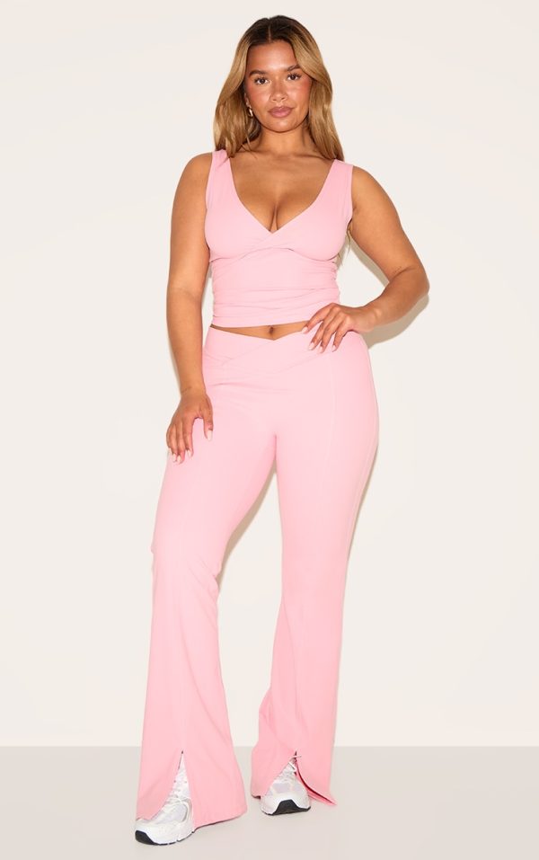 Shape Candy Pink Sculpt Active V Waist Split Front Flare Pants
