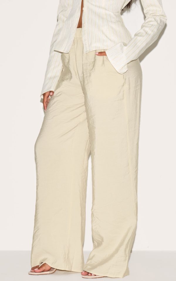 Clay Peached Woven Elasticated Waist Straight Leg Pants