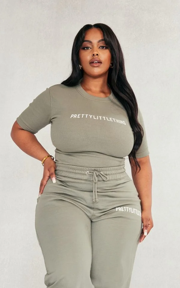 PRETTYLITTLETHING Plus Sage Khaki Cap Sleeve Bodysuit