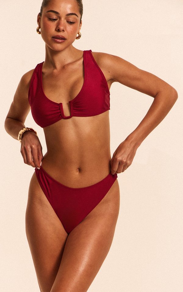 Burgundy Tanga Bikini Bottoms