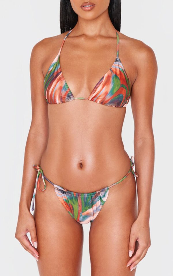 Multi Printed Ruched Tie Side Bikini Bottoms