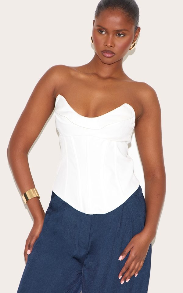 White Woven Boned Corset