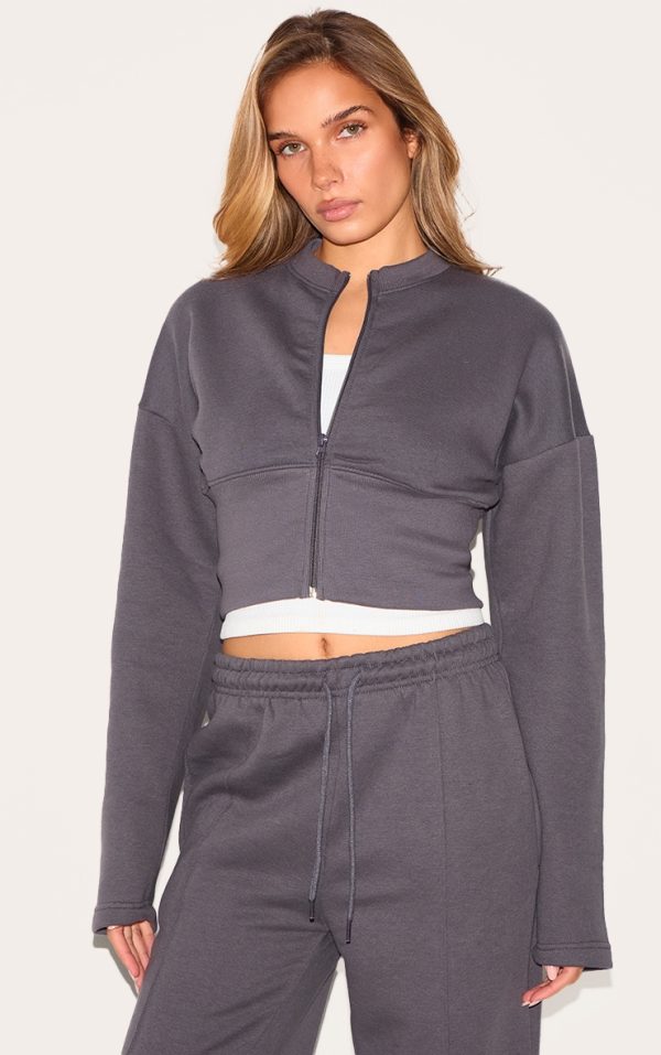 Charcoal Extreme Cinched Waist Sweatshirt