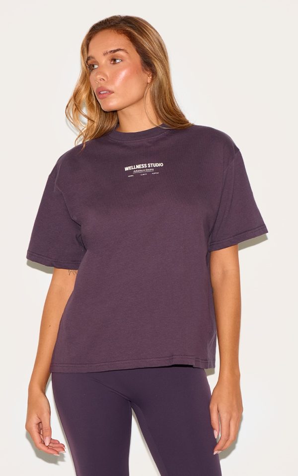 Plum Wellness Printed Boxy Oversized T Shirt