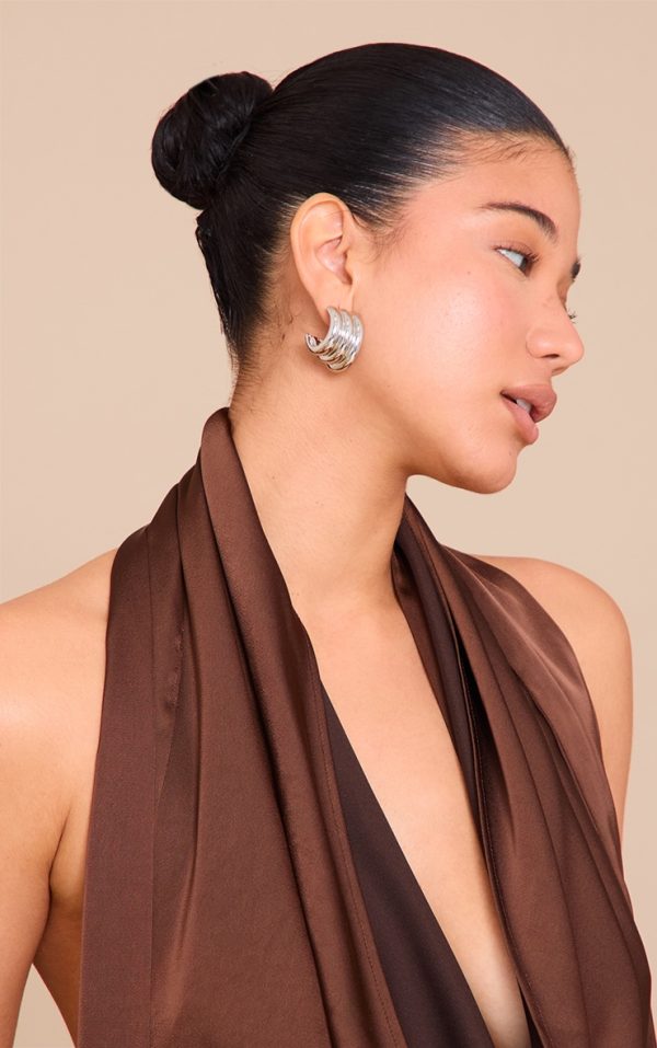 Silver layered Hoop Earrings