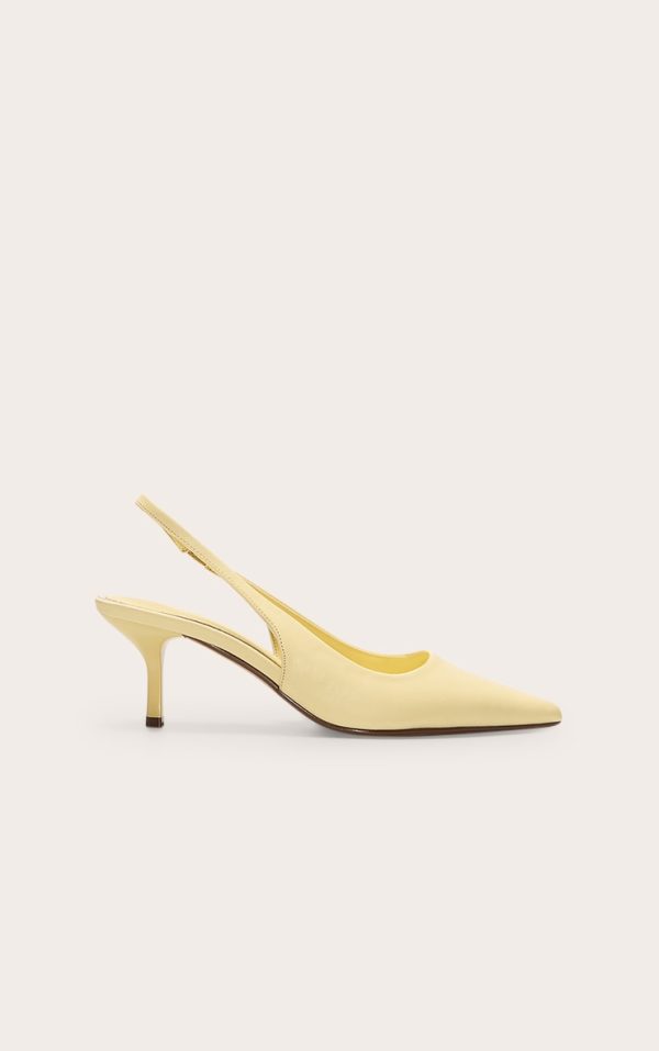 Lemon Pu Point Toe Sling Back Mid Heeled Courts