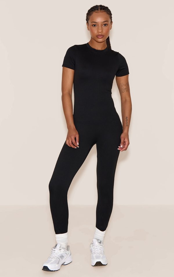 Petite Black Short Sleeved Sculpt Unitard