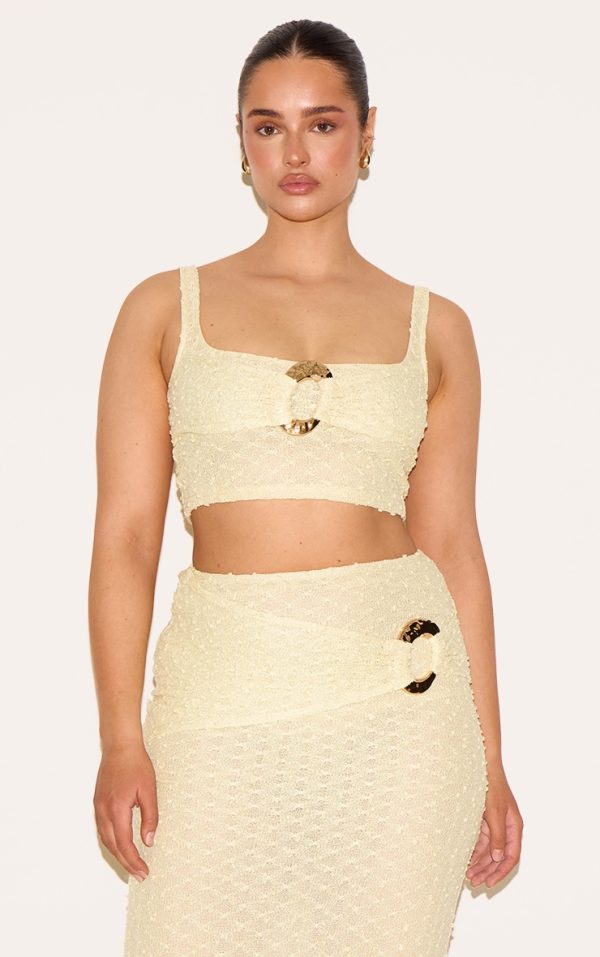Shape Lemon Textured Gold Hammered Ring Cami Top