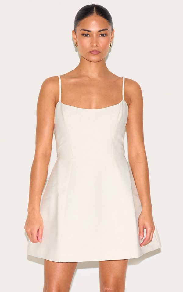 Petite White Structured Shift Dress