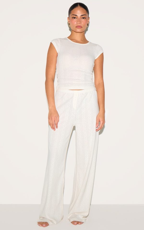 Petite Cream Pointelle Pajama Pants