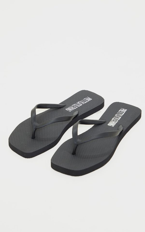 Black Square Toe Flip Flop