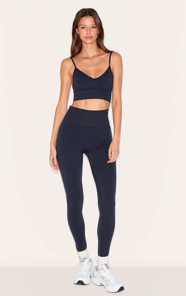 Midnight Blue High Waisted Seamless Soft Touch Scrunch Bum Leggings