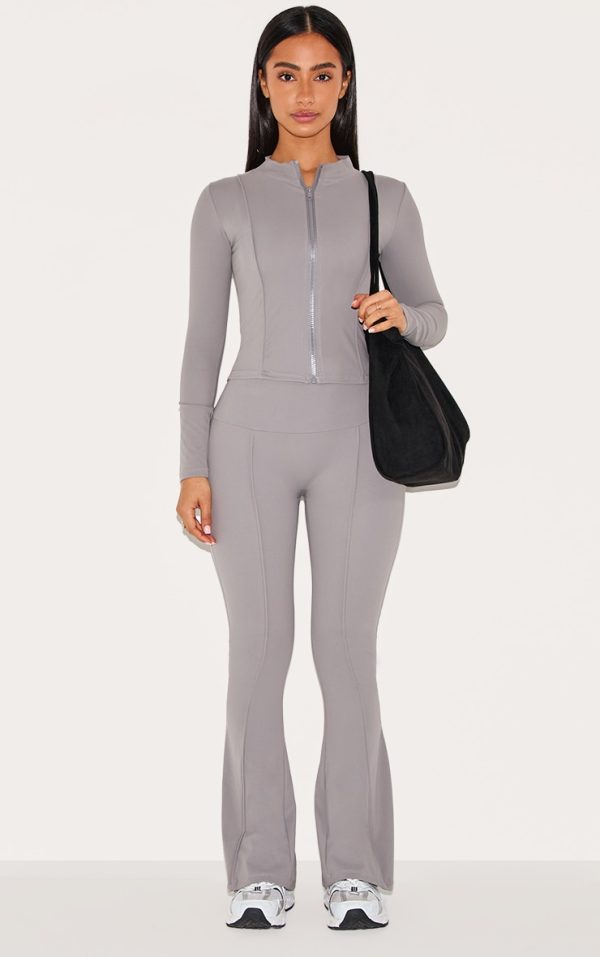 Petite Charcoal Snatched Sculpt Seam Detail Flared Pants