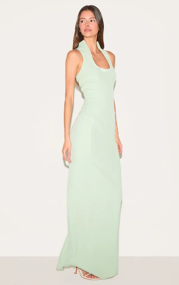 Mint Green Woven Scoop Neck Maxi Dress