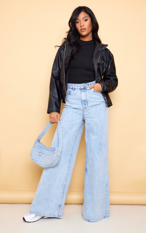 Tall Vintage Wash High Waist Baggy Long Leg Wide Leg Jeans