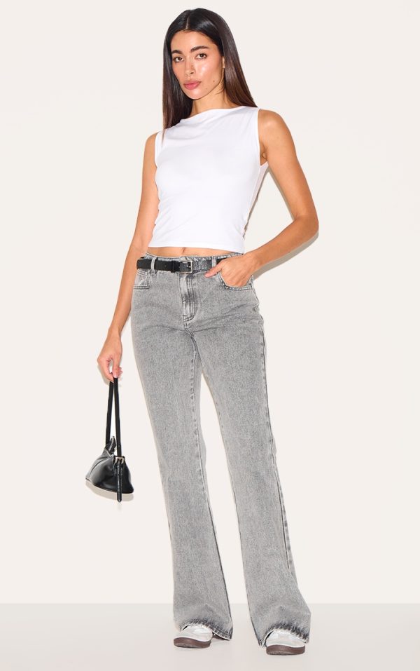 Grey Slim Fit Flared Jeans