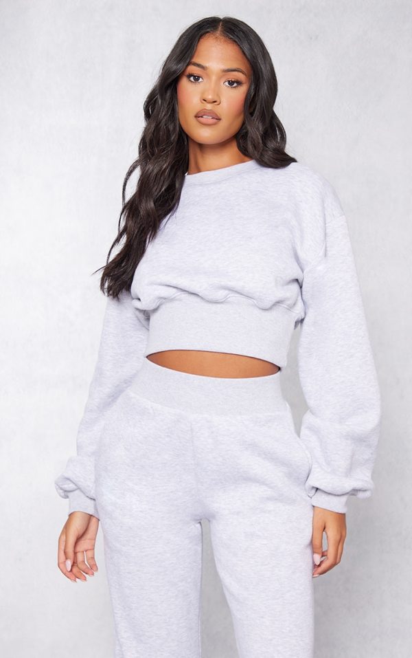 Tall Ash Grey Cropped Sweatshirt