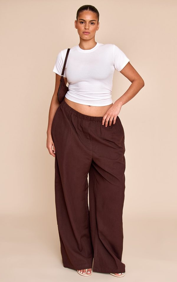 Plus Dark Brown Striped Slouchy Pants