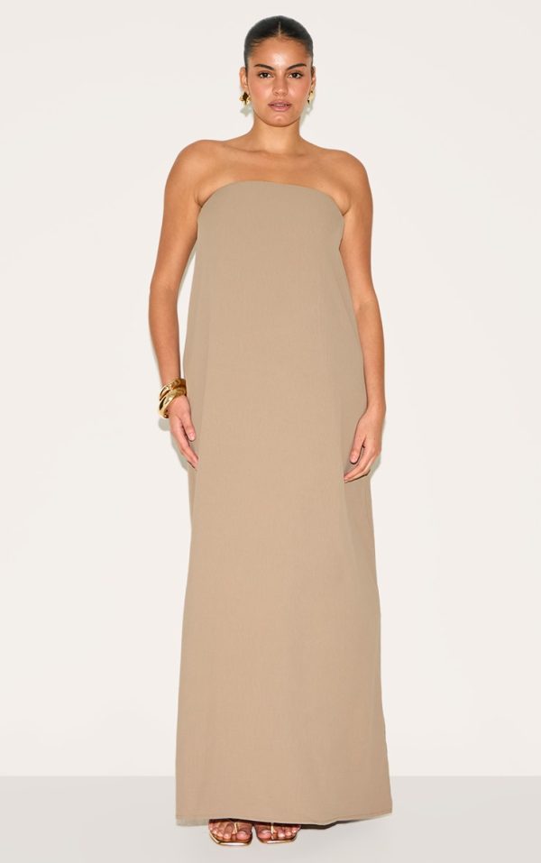 Plus Mushroom Floaty Woven Bandeau Maxi Dress