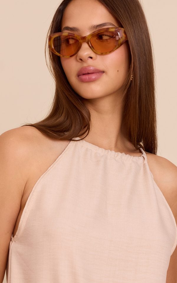 Honey Tortoiseshell Chunky Cat Eye Gold Sunglasses