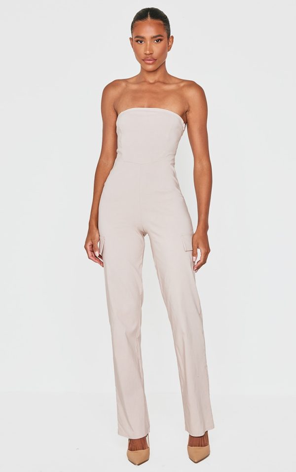 Stone Cargo Style Corset Bandeau Jumpsuit