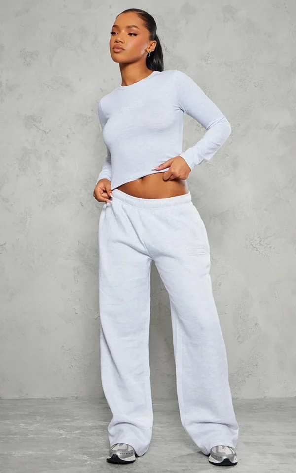 Grey Marl Embossed Studio Archives Wide Leg Sweatpants