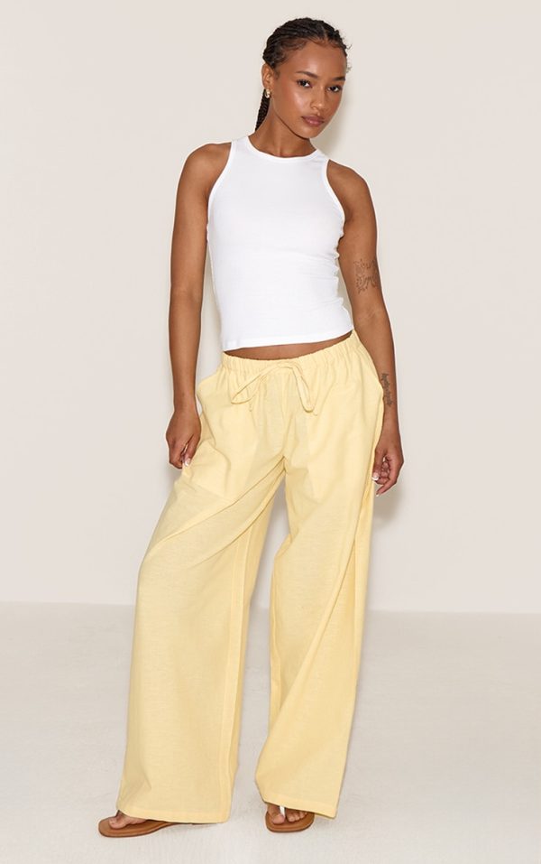 Petite Lemon Linen Drawstring Waist Pants
