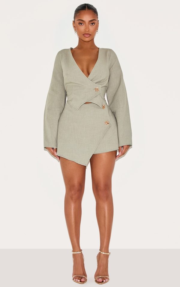 Shape Sage Woven Asymmetric Hammered Skort
