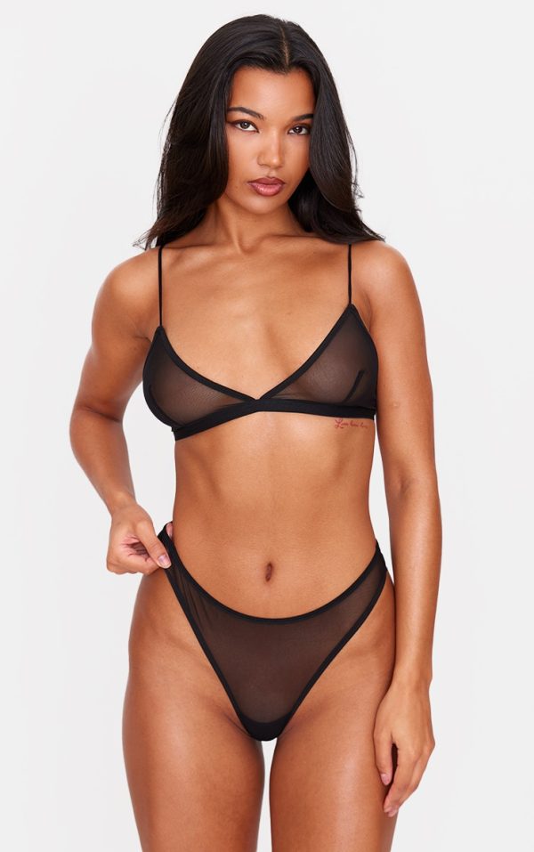 Black Mesh Pack of 5 Basic Thongs