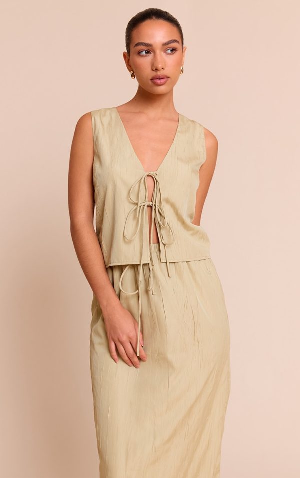 Clay Textured Tie Detail Vest
