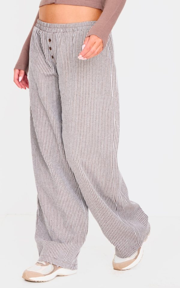Brown Stripe Soft Woven Boxer Waistband Straight Leg Pants