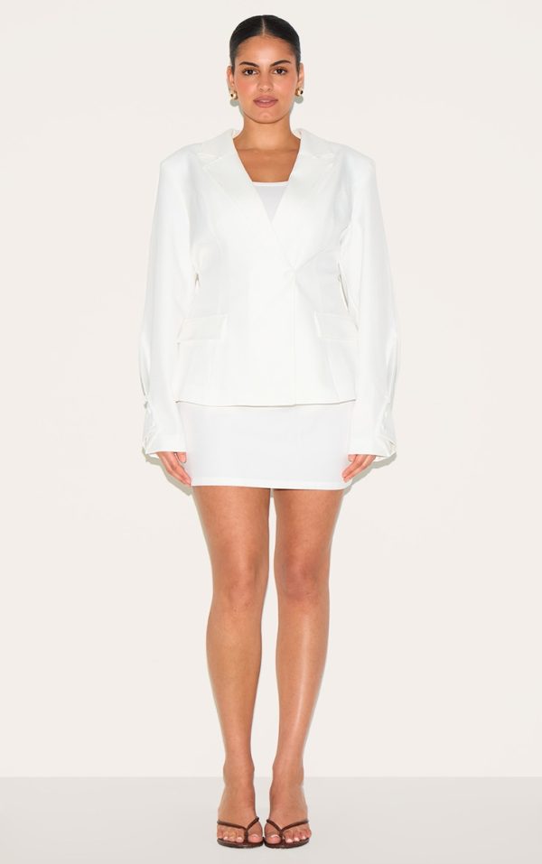 Plus Cream Boucle Mini Skirt