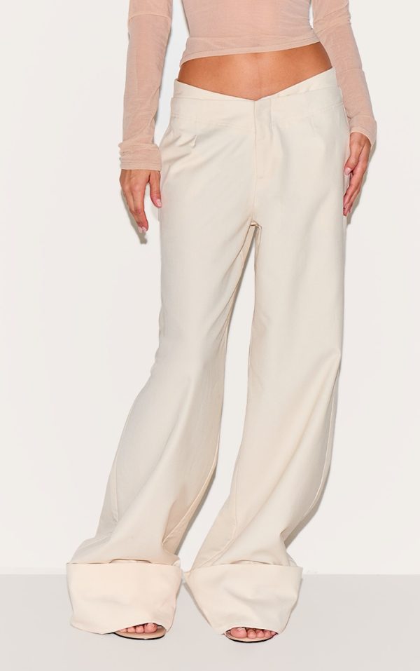 Stone Tailored Woven Turn Up Wide Leg Pants