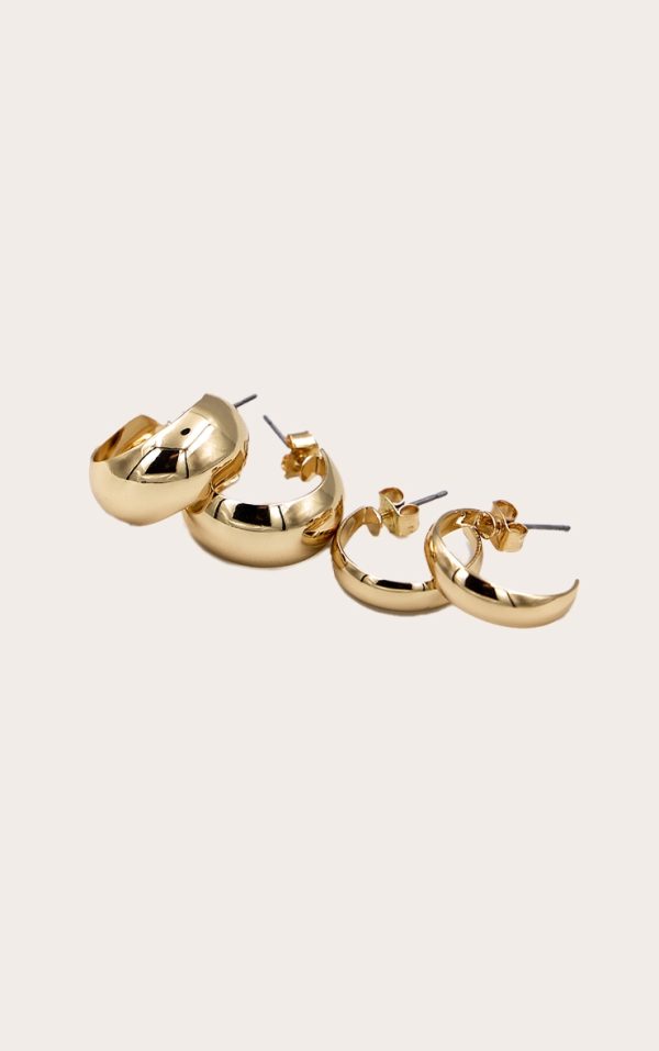 Gold Chunky Multi-pack Hoop Earrings