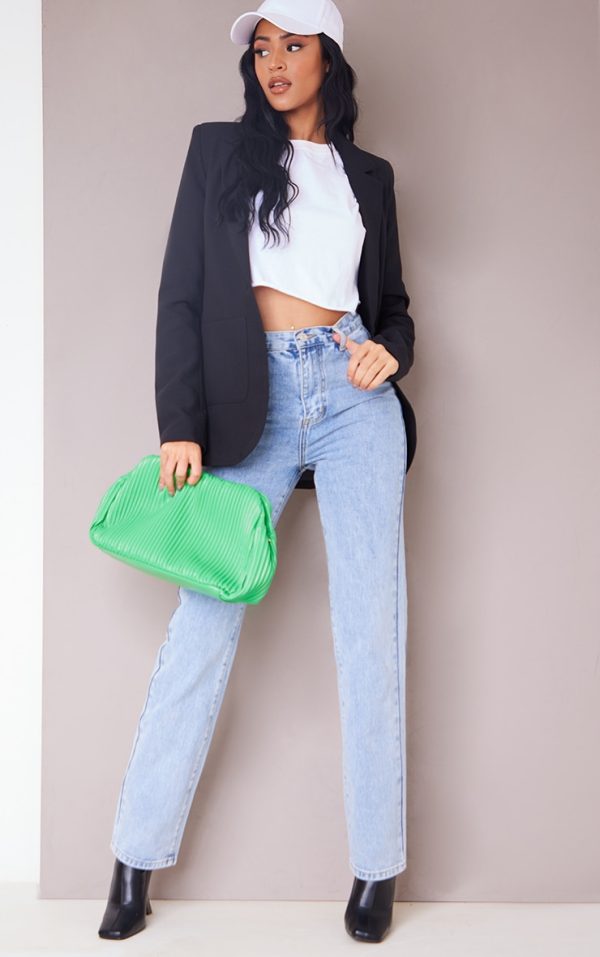PRETTYLITTLETHING Tall Light Blue High Waist Straight Leg Jeans