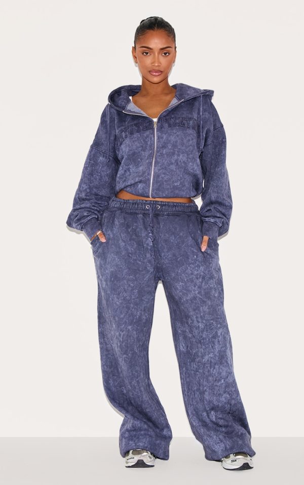 Shape Navy Washed Wide Leg Sweatpants