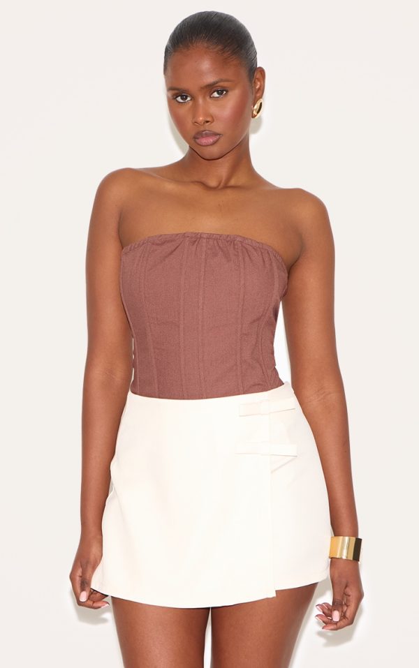 Cream Bow Detail Wrapover Skort