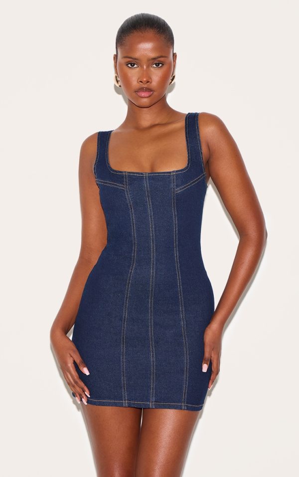 Indigo Seam Detail Mini Dress