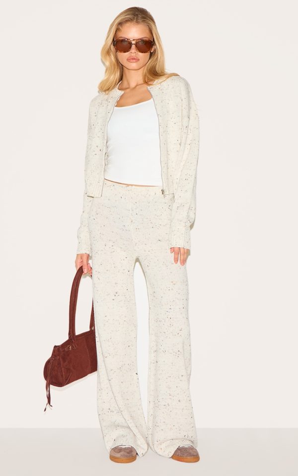 Cream Space Dye Knitted Pants